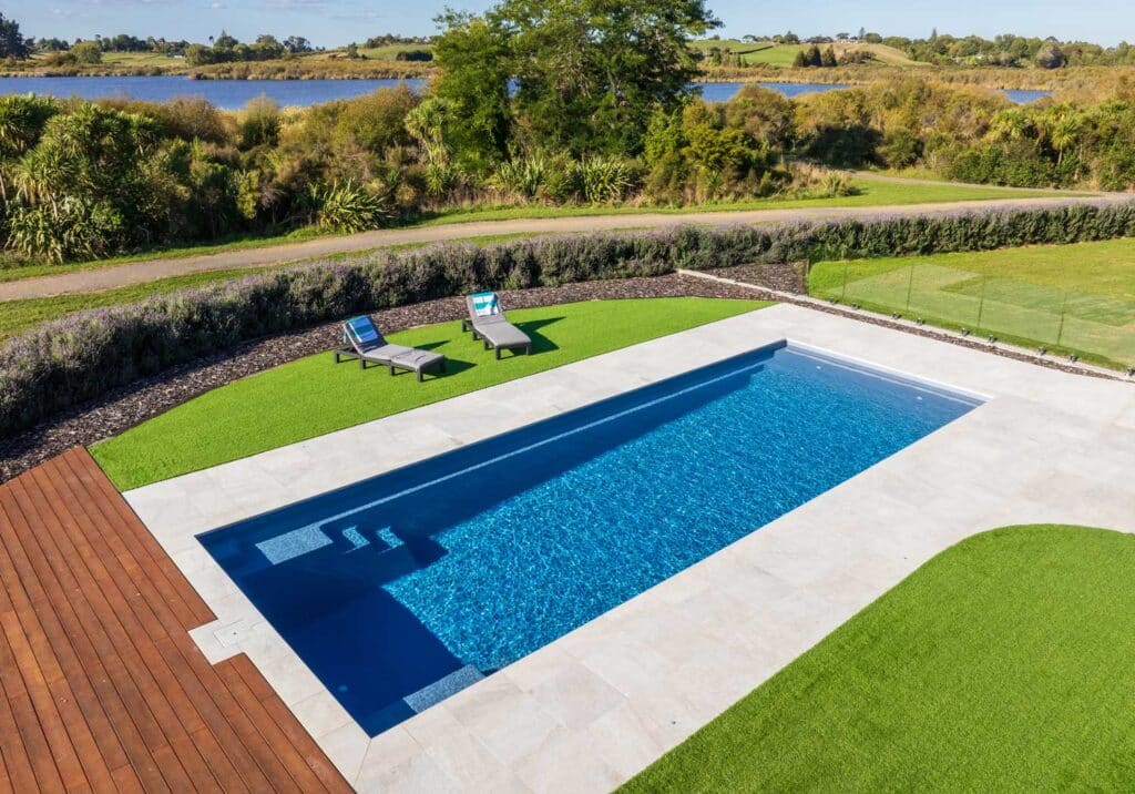 Athens 13.37 fiberglass pool by Latham