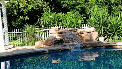 Stream Run cast rock feature installed on a pool
