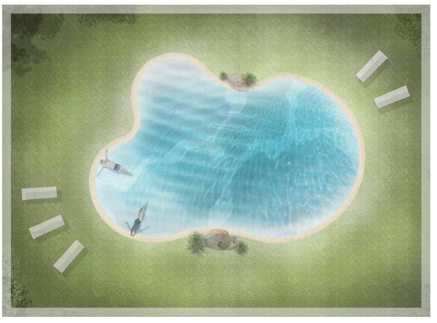Plan view of the Soft Round sand sculpted pool shape (BD-01)