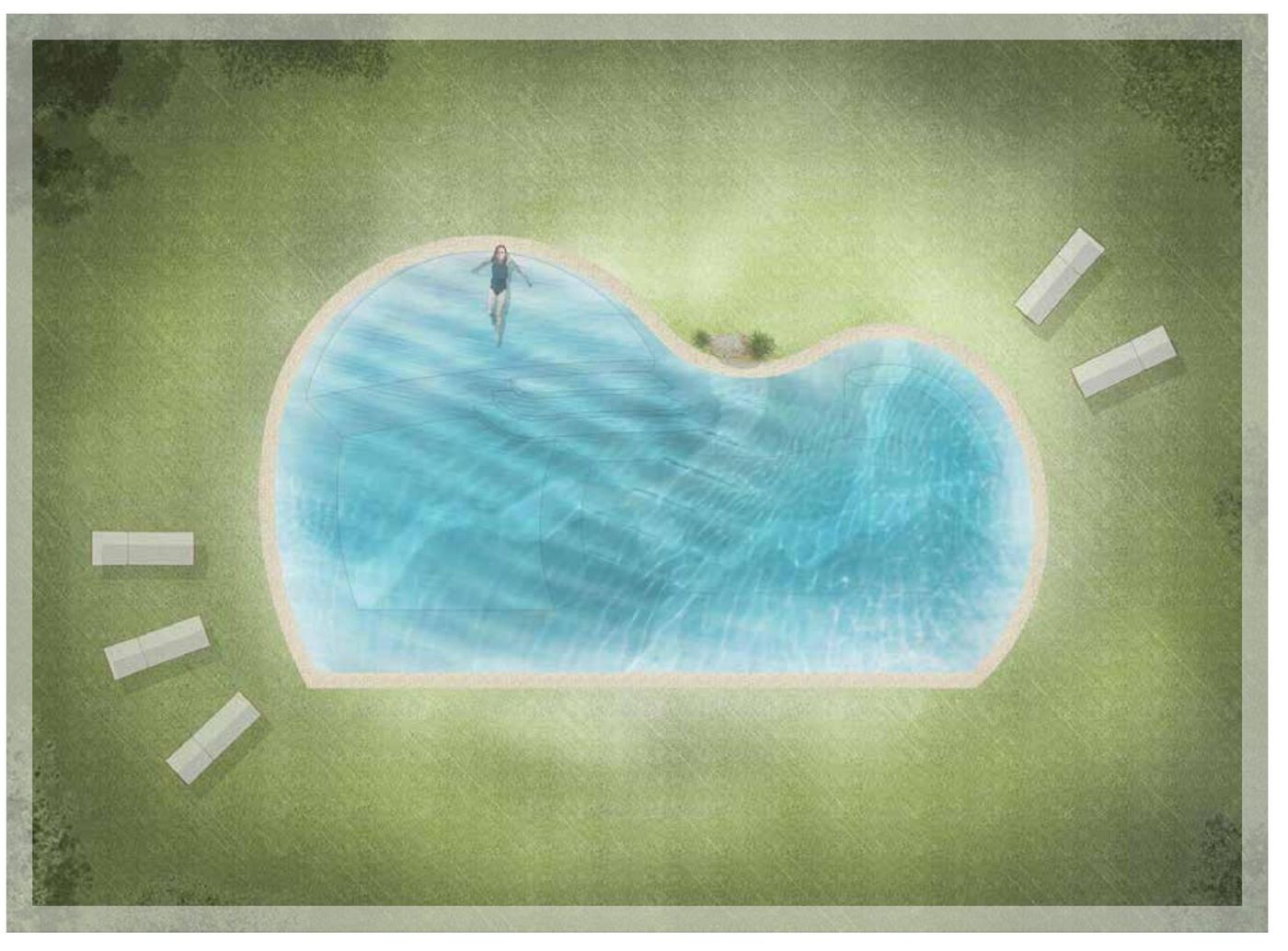 Plan view of the Straight Edge sand sculpted pool shape (BD-09)