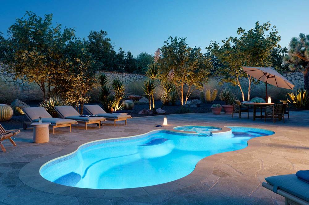 Bermuda 12 Deluxe fiberglass pool by Latham