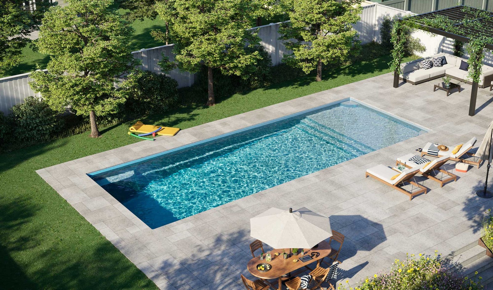 Corinthian 16 fiberglass pool by Latham