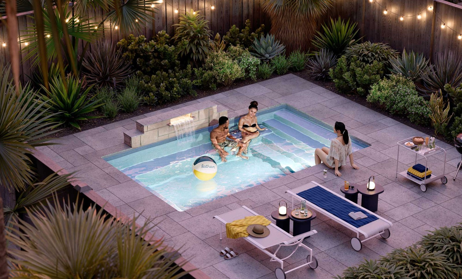 Milan 10.16 fiberglass pool by Latham