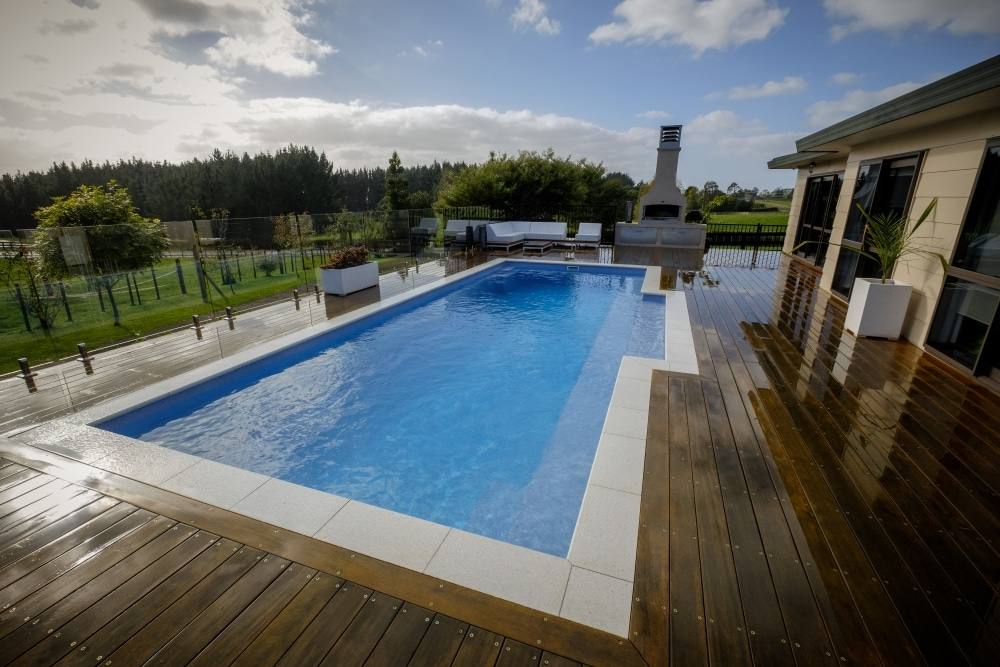 Tuscan 14.27 fiberglass pool by Latham
