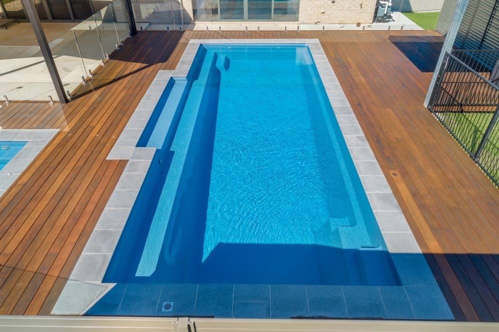 Tuscan 14.30 fiberglass pool by Latham