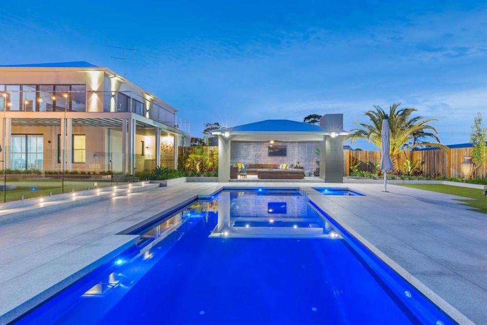 Tuscan 14.40 fiberglass pool by Latham