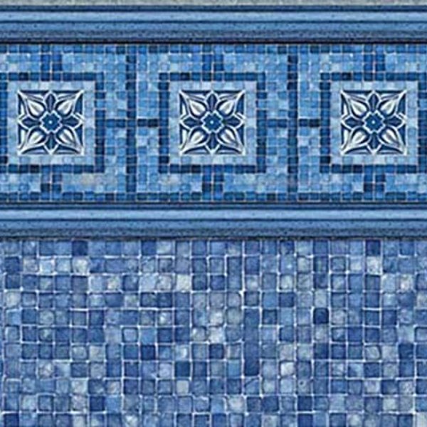 Vintage / Blue Mosaic vinyl pool liner pattern